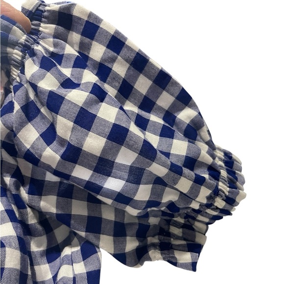 L’Academie Blue Gingham Off Shoulder Crop Top Size Small - Picture 8 of 10